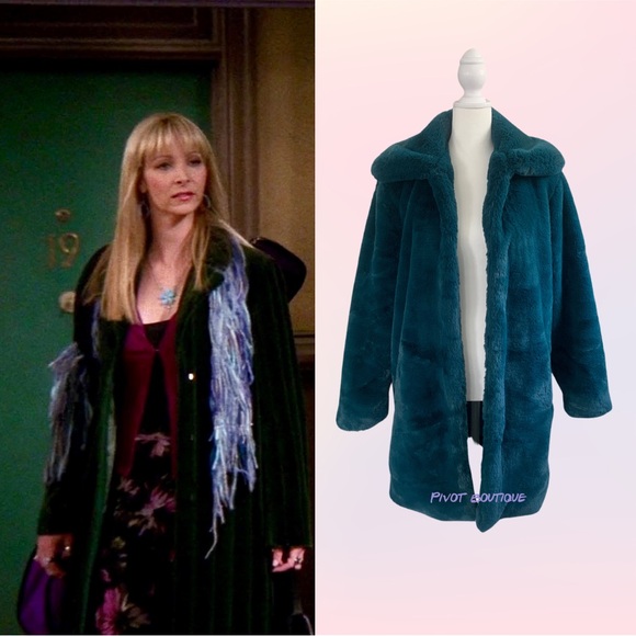 Teal Green Faux Fur Coat Inspired by Phoebe Buffay from Friends - Picture 1 of 12